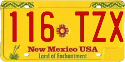 NM license plate 116TZX