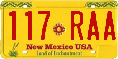 NM license plate 117RAA