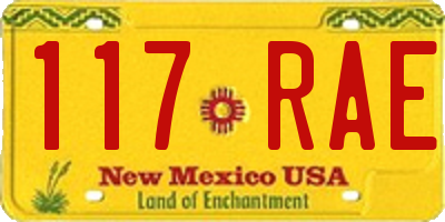 NM license plate 117RAE