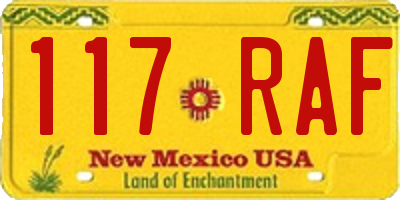 NM license plate 117RAF