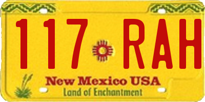 NM license plate 117RAH