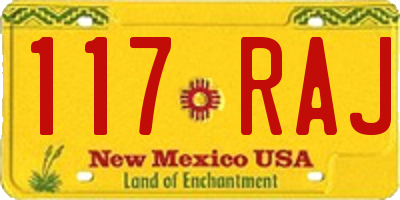 NM license plate 117RAJ