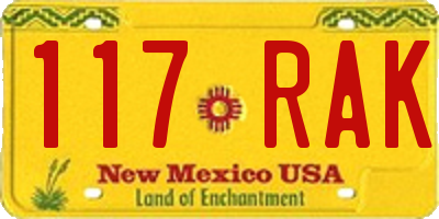 NM license plate 117RAK