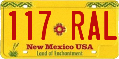 NM license plate 117RAL