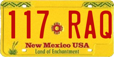 NM license plate 117RAQ