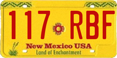 NM license plate 117RBF