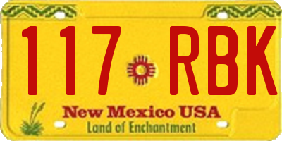NM license plate 117RBK