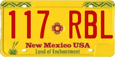 NM license plate 117RBL