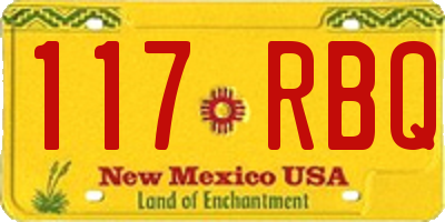 NM license plate 117RBQ