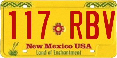 NM license plate 117RBV