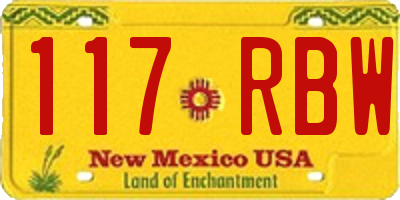 NM license plate 117RBW