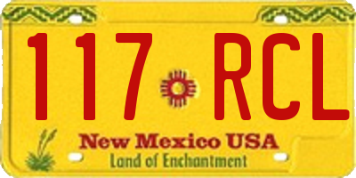 NM license plate 117RCL