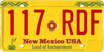 NM license plate 117RDF