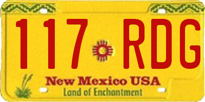 NM license plate 117RDG
