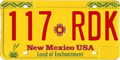 NM license plate 117RDK