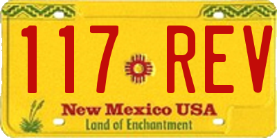 NM license plate 117REV
