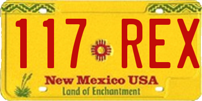 NM license plate 117REX
