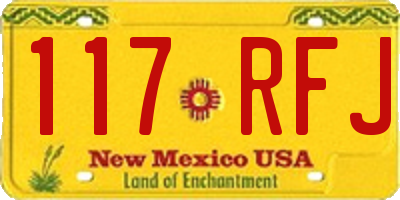 NM license plate 117RFJ