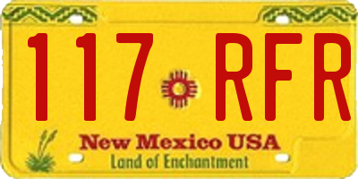 NM license plate 117RFR