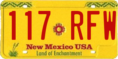 NM license plate 117RFW