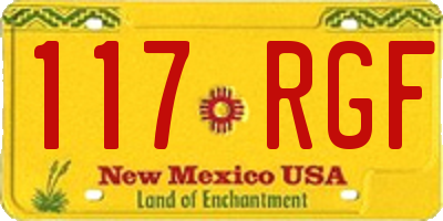 NM license plate 117RGF