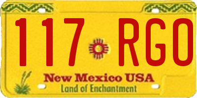 NM license plate 117RGO