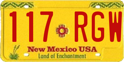 NM license plate 117RGW