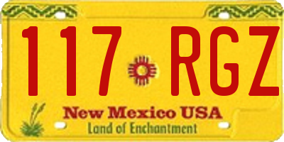 NM license plate 117RGZ