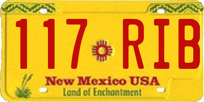 NM license plate 117RIB