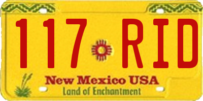 NM license plate 117RID