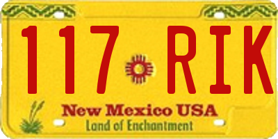 NM license plate 117RIK