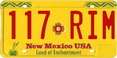 NM license plate 117RIM
