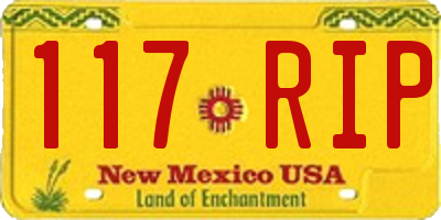 NM license plate 117RIP