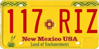 NM license plate 117RIZ