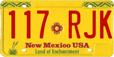 NM license plate 117RJK
