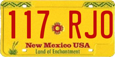 NM license plate 117RJO