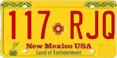 NM license plate 117RJQ