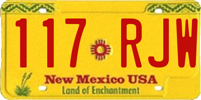 NM license plate 117RJW
