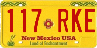 NM license plate 117RKE