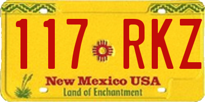 NM license plate 117RKZ