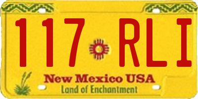 NM license plate 117RLI