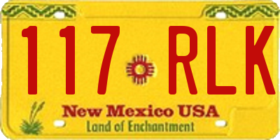 NM license plate 117RLK