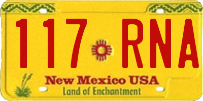 NM license plate 117RNA