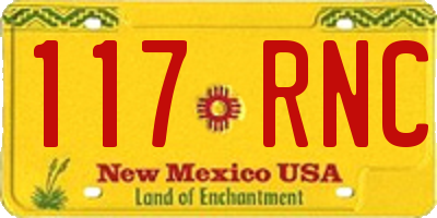 NM license plate 117RNC
