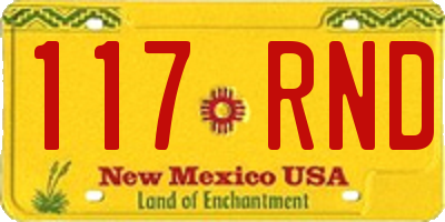 NM license plate 117RND