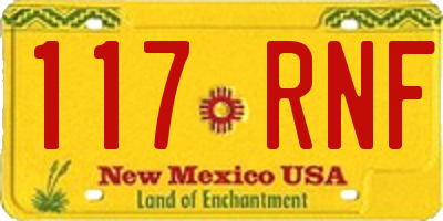 NM license plate 117RNF