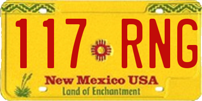 NM license plate 117RNG