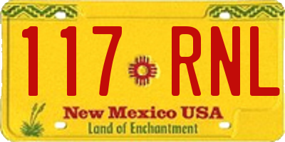 NM license plate 117RNL