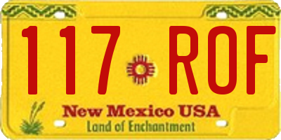 NM license plate 117ROF