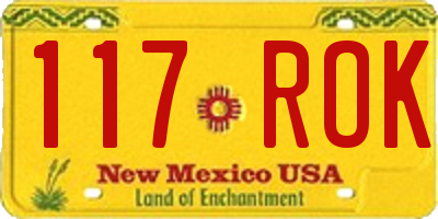 NM license plate 117ROK